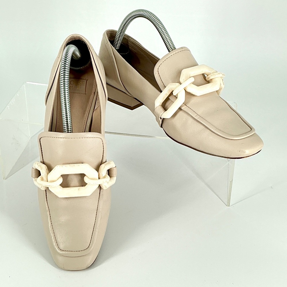 Louise et Cie Size 8.5 Beige Leather Chain Loafers Shoes Women's Emlen‎